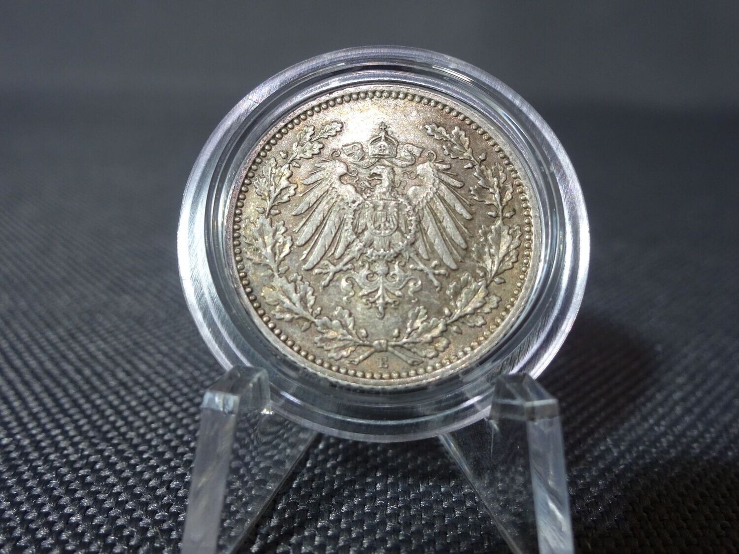 Silbermünze Deutsches Kaiserreich 1916 E 1/2 Mark Muldenhütten Patina