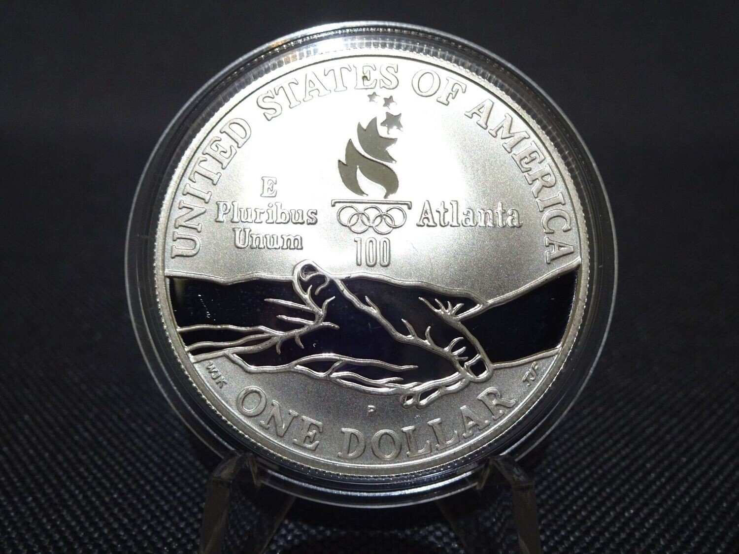 Silbermünze USA 1995 1 Dollar Olympia Atlanta Radrennen Fahrrad PP Proof