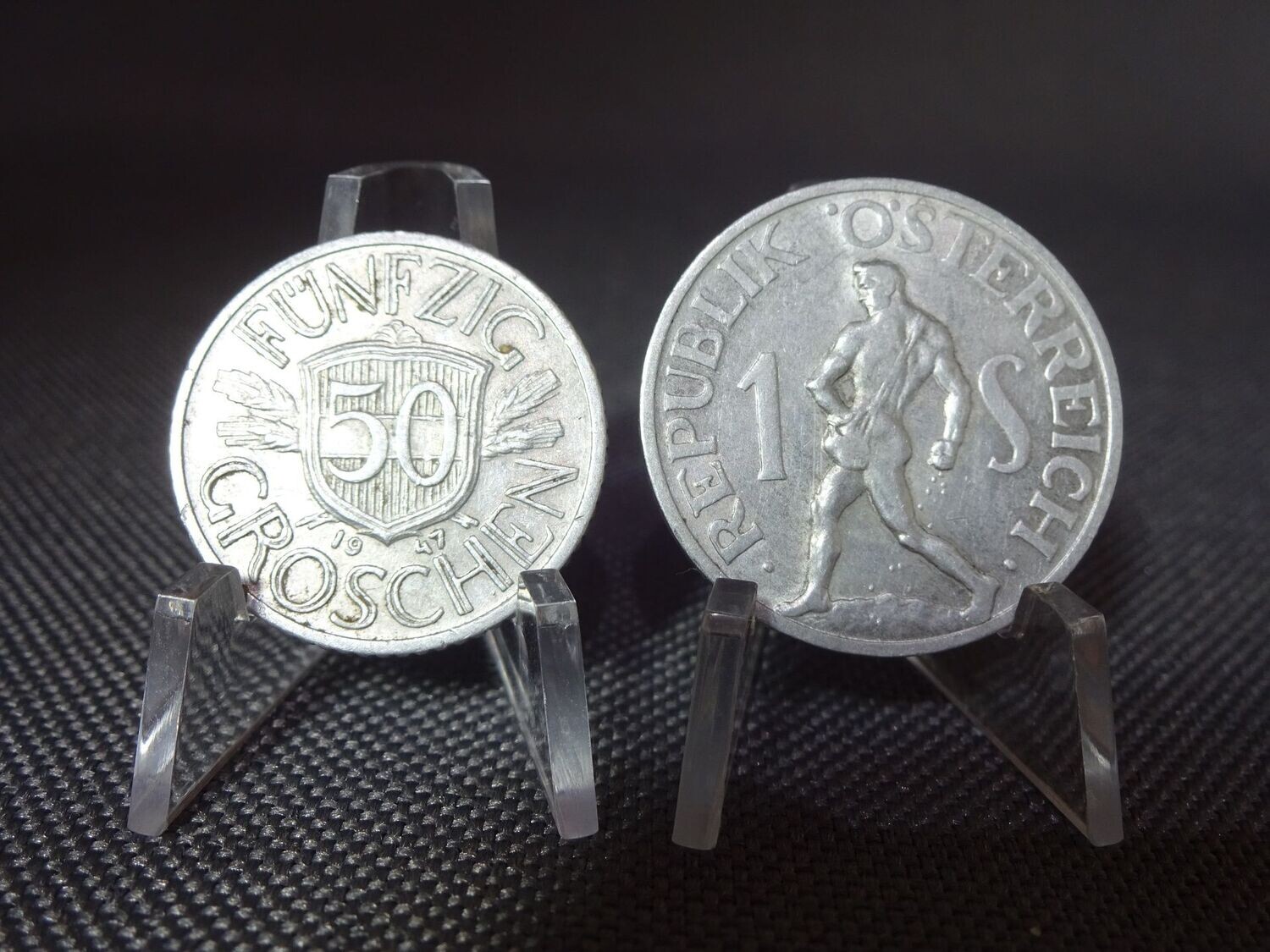 Münzen Set Österreich 1946 & 1947 50 Groschen 1 Schilling Münzen Set Österreich 1946 & 1947 50 Groschen 1 Schilling
