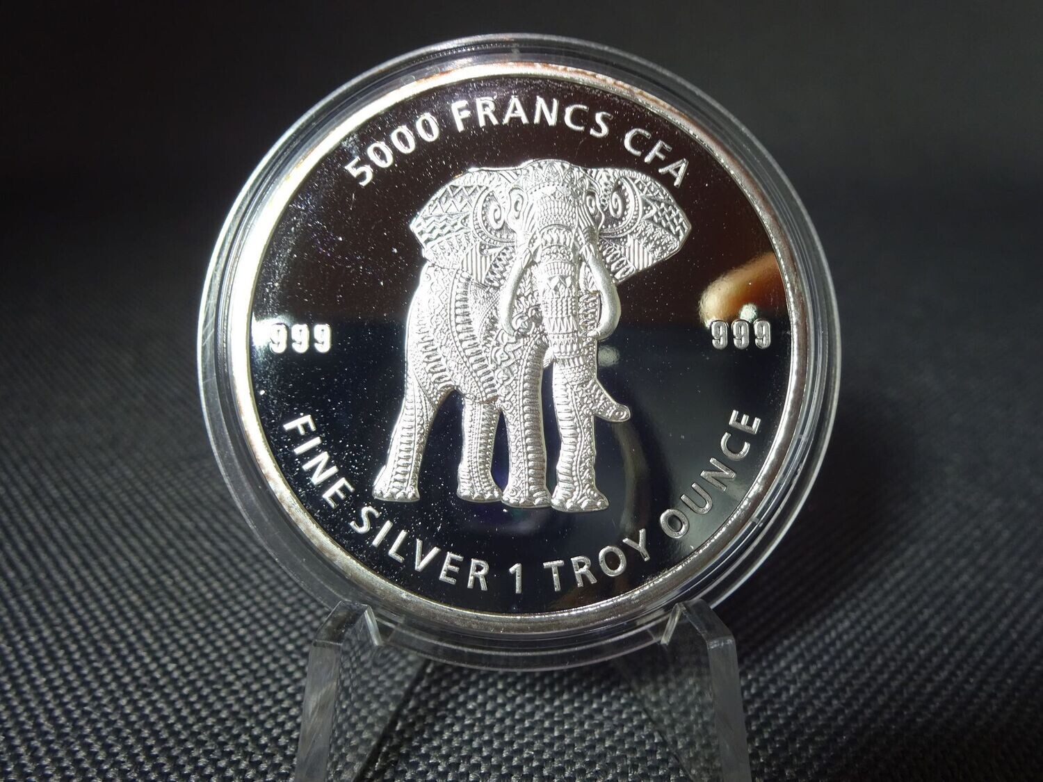 Silbermünze Tschad 2019 5000 Francs Mandala Elefant 1 Oz Unze Silbermünze Tschad 2019 5000 Francs Mandala Elefant 1 Oz Unze