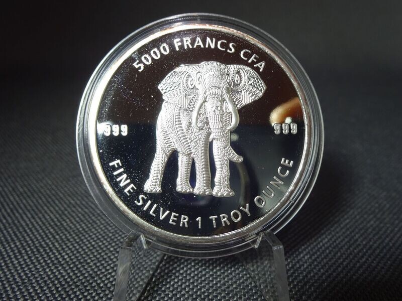 Silbermünze Tschad 2019 5000 Francs Mandala Elefant 1 Oz Unze