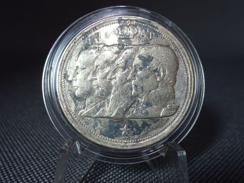 Silbermünze Belgien 1950 100 Francs Franken Königsfamilie Belgique
