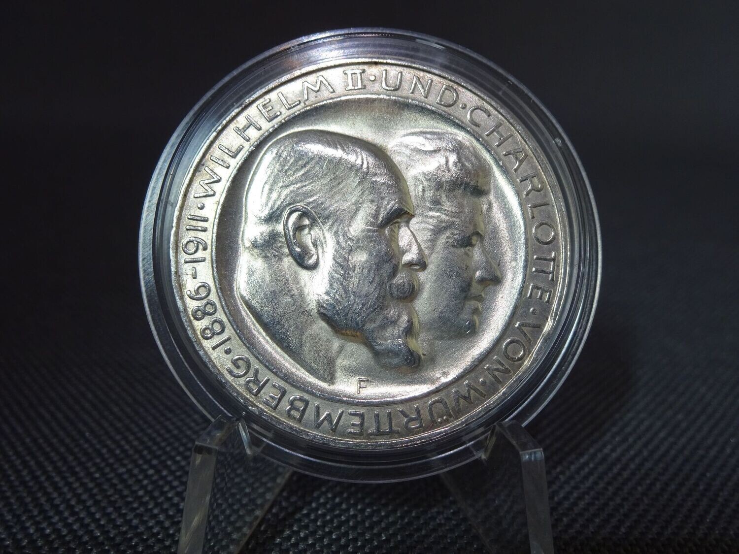 Silbermünze (2) Deutsches Kaiserreich 1911 3 Mark Wilhelm II. Charlotte 25. Jahrestag Württemberg