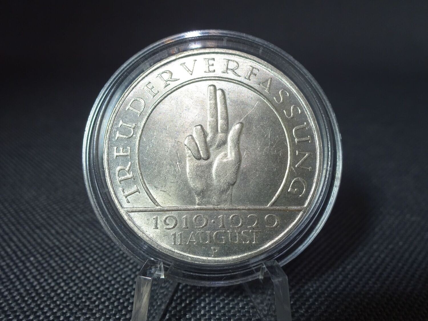 Silbermünze Weimarer Republik 1929 F 3 Reichsmark Verfassung Treue Schwurhand Hindenburg (2.)