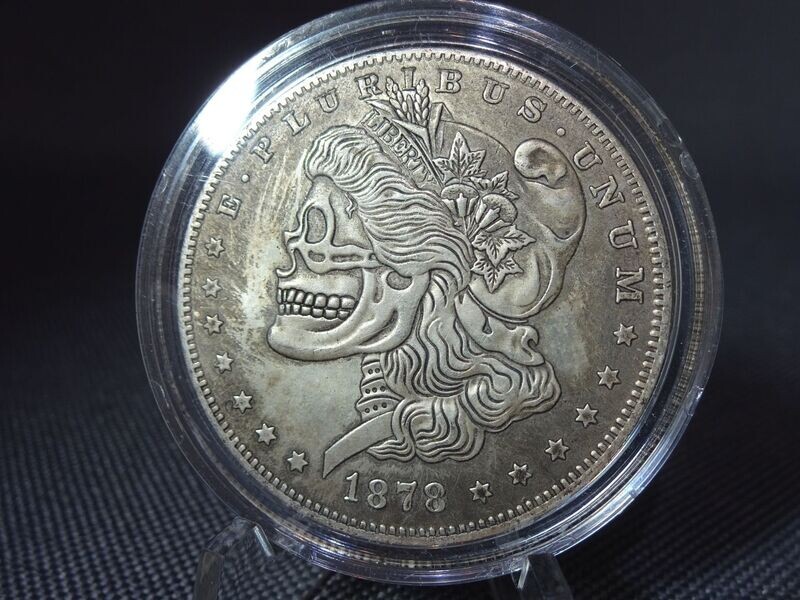 Münze USA 1878 Skull Morgan Dollar Liberty Eagle Replikat Totenschädel Spielgeld