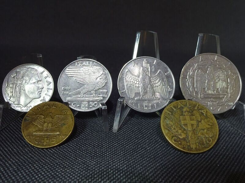 Kursmünzensatz KMS Set Italien 1940 5 Centesimi - 2 Lire Vittorio III. Faschistenprägung