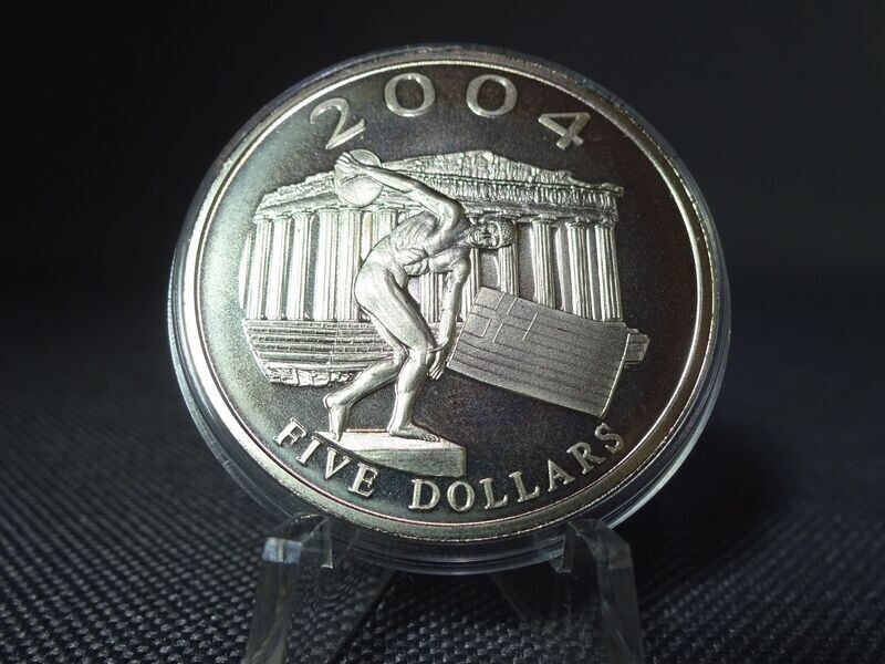 Münze Liberia 2003 5 Dollars Olympia 2004 Olympische Spiele Gedenkmünze