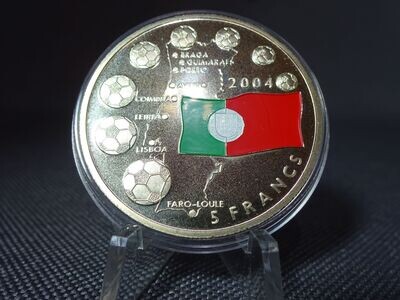 Münze Kongo 2003 5 Francs UEFA Fussball Europameisterschaft 2004 Portugal Farbe