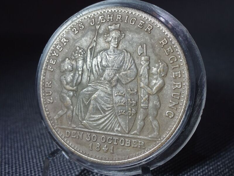 Silbermünze Replikat Altdeutschland 1841 1 Gulden 25 Jahre Wilhelm I. König Württemberg