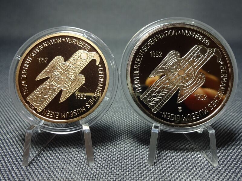 Medaille Münze Set 1992 2006 Deutschland Replikat Germanisches Museum 5 Mark Vergoldet PP Proof