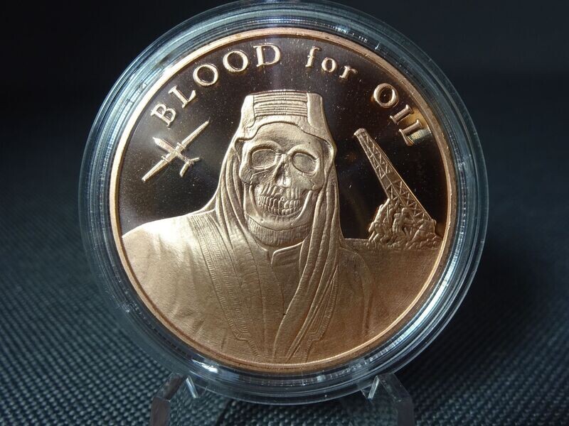 Kupfermedaille USA Skull Blood For Oil Blut Für Öl Silver Shield 1 Oz Unze