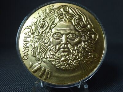 Medaille 1993 Olympia Replikat Siegermedaille 1896 Olympische Spiele Zeus Vergoldet 50 mm