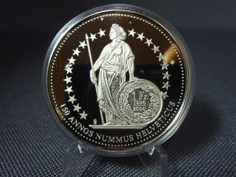 Medaille Schweiz 2000 1850 150 Jahre Schweizer Franken Annos Nummus Helveticus Helvetia Proof