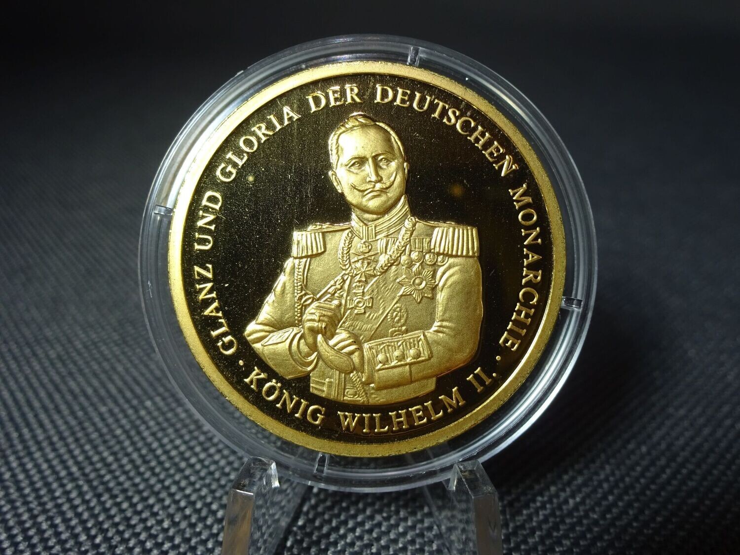 Medaille Deutschland Monarchie Wilhelm II. König Preussen Wappen Vergoldet PP Proof