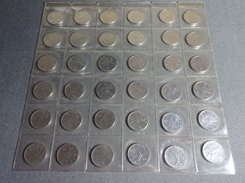 Münzen Komplett Satz Italien 1954 - 1989 50 Lire Alle 36 Jahrgänge Set