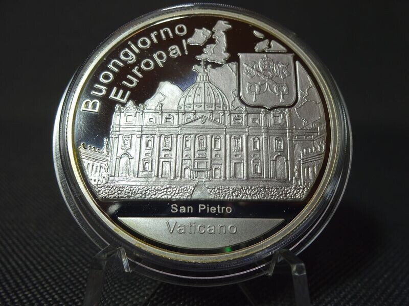 Silbermedaille Vatikan Petersdom Boungiorno Hallo Europa San Pietro PP Proof 1 Oz Unze
