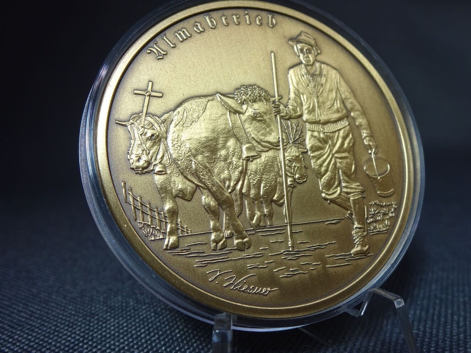 Kupfermedaille Deutschland Almabtrieb Kühe Bauer Deutsche Heimat 50 mm Kupfermedaille Deutschland Almabtrieb Kühe Bauer Deutsche Heimat 50 mm