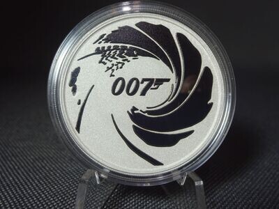 Silbermünze Tuvalu 2022 1 Dollar 007 James Bond Agent Pistole Farbe Schwarz Black 1 Oz Unze