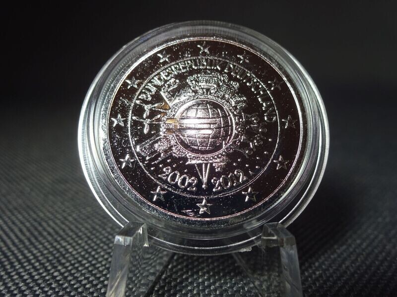 Münze Deutschland 2012 2 Euro 10 Jahre Euro Platin Veredelt Gedenkmünze