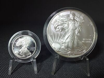 Silbermünze Set USA 2010 1 Dollar American Eagle Silbermedaille Walking Liberty 1/10 & 1 Oz Unze