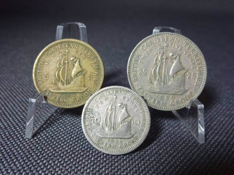 Münzen Set Ostkaribische Staaten 1956 - 1964 5 10 25 Cents Segelschiff Karibik Münzen Set Ostkaribische Staaten 1956 - 1964 5 10 25 Cents Segelschiff Karibik