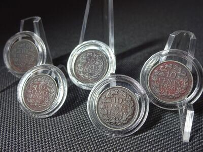 Silbermünzen-Set Niederlande 1930 - 1941 10 Cents Königin Wilhelmina Lila Patina