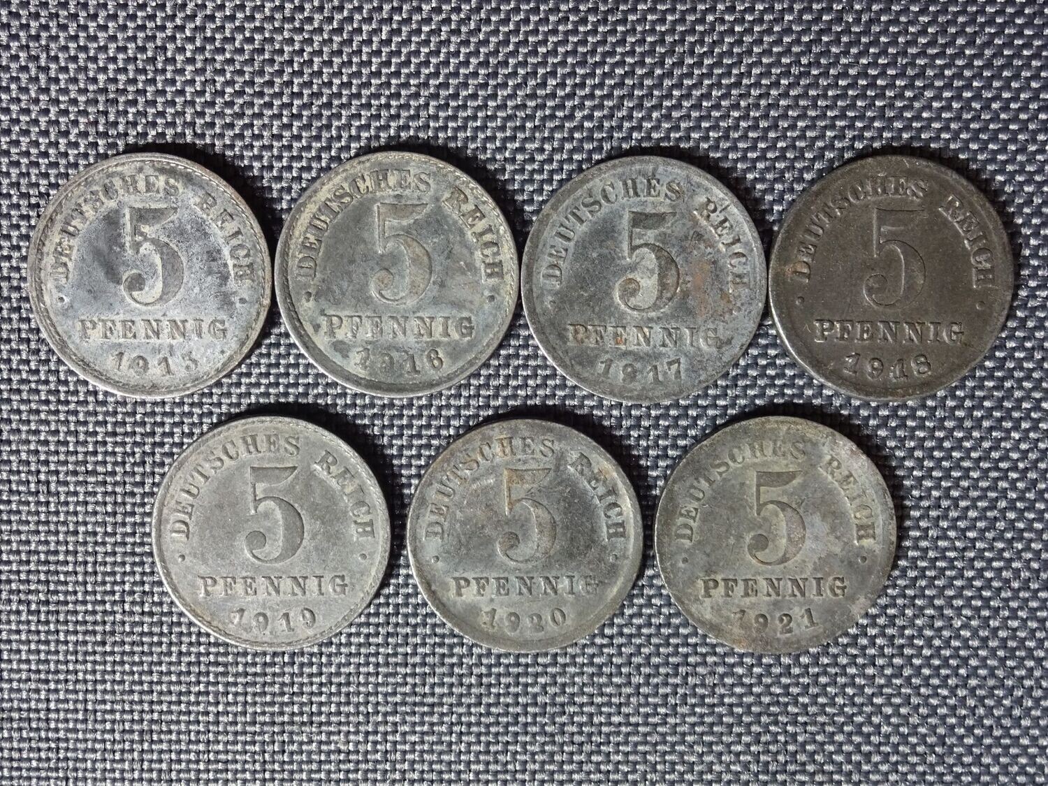 Münzen-Set Deutsches Kaiserreich 1915 - 1921 F G 5 Pfennig Münzen-Set Deutsches Kaiserreich 1915 - 1921 F G 5 Pfennig
