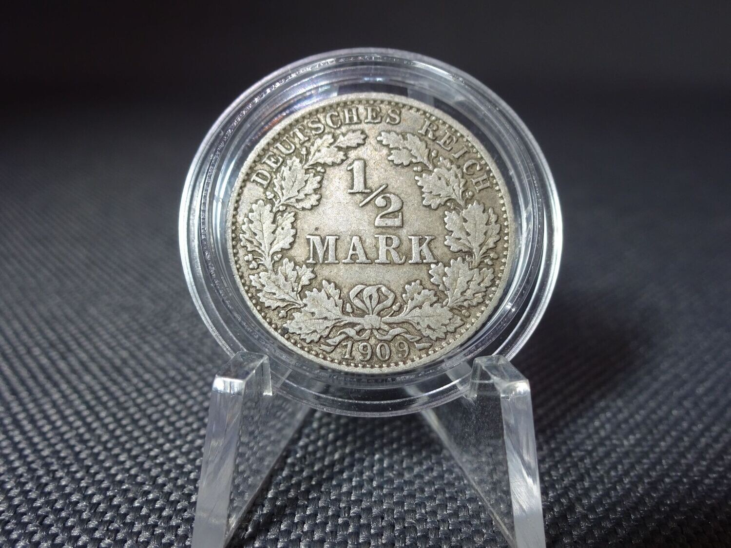 Silbermünze Deutsches Kaiserreich 1909 D 1/2 Mark München Patina