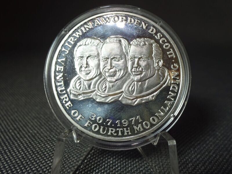 Silbermedaille 1971 NASA Apollo 15 Raumfahrt Astronaut Scott Worden Irwin Mondlandung PP Proof Silbermedaille 1971 NASA Apollo 15 Raumfahrt Astronaut Scott Worden Irwin Mondlandung PP Proof