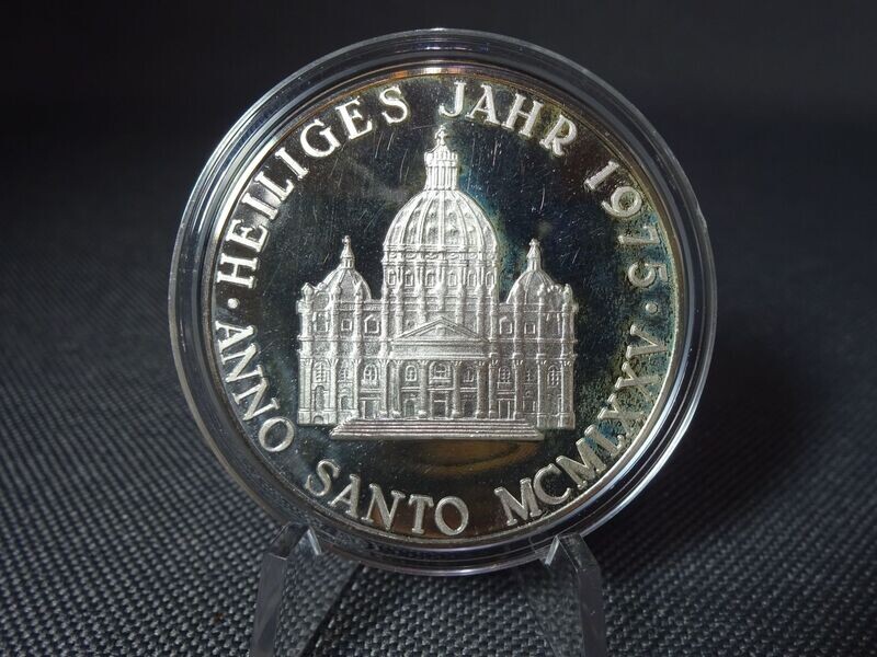 Silbermedaille 1975 Deutschland Heiliges Jahr Anno Santo Papst Mauerbau Petersdom