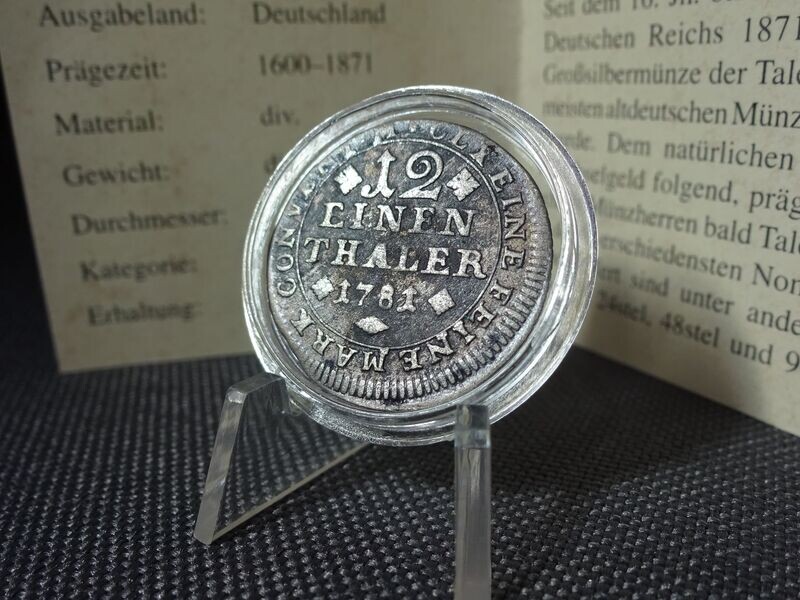 Silbermünze 1781 1/12 Taler Altdeutschland Fürstentum Braunschweig Wolfenbüttel Patina
