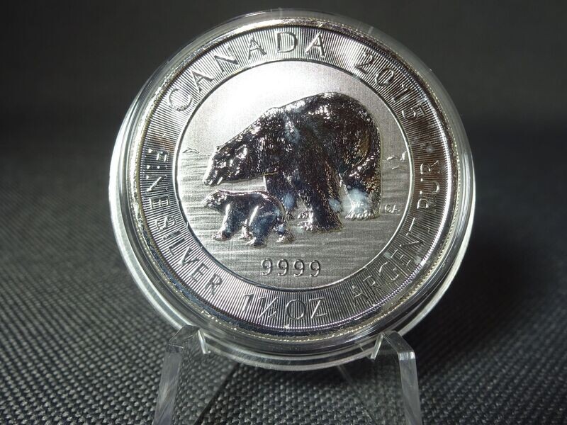 Silbermünze Kanada 2015 8 Dollars Eisbär Junge Baby 1 1/2 Oz Unze Silbermünze Kanada 2015 8 Dollars Eisbär Junge Baby 1 1/2 Oz Unze