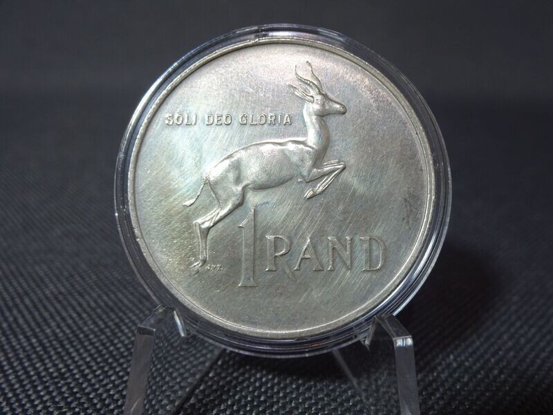 Silbermünze Südafrika 1967 1 Rand Springbok