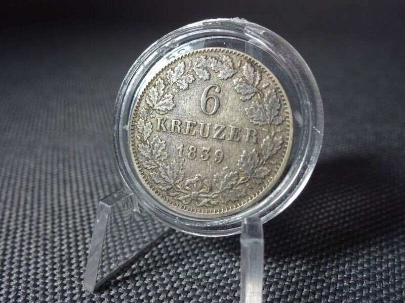 Silbermünze Königreich Württemberg 1839 6 Kreuzer Wilhelm I. Altdeutschland