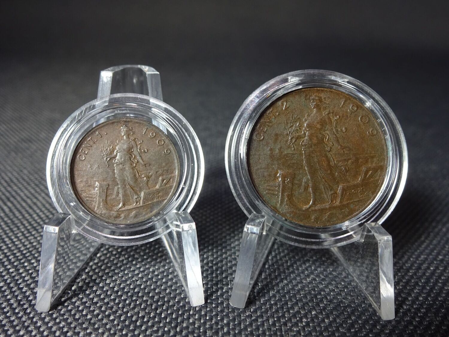 Münzen Set Italien 1909 1 Centesimo 2 Centesimi Vittorio III. Münzen Set Italien 1909 1 Centesimo 2 Centesimi Vittorio III.