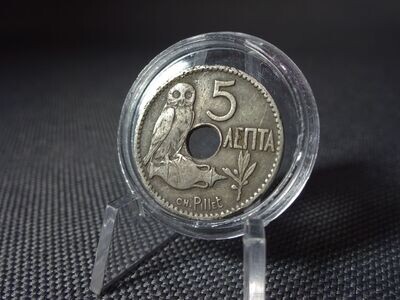 Münze Griechenland 1912 5 Lepta Eule Patina Münze Griechenland 1912 5 Lepta Eule Patina