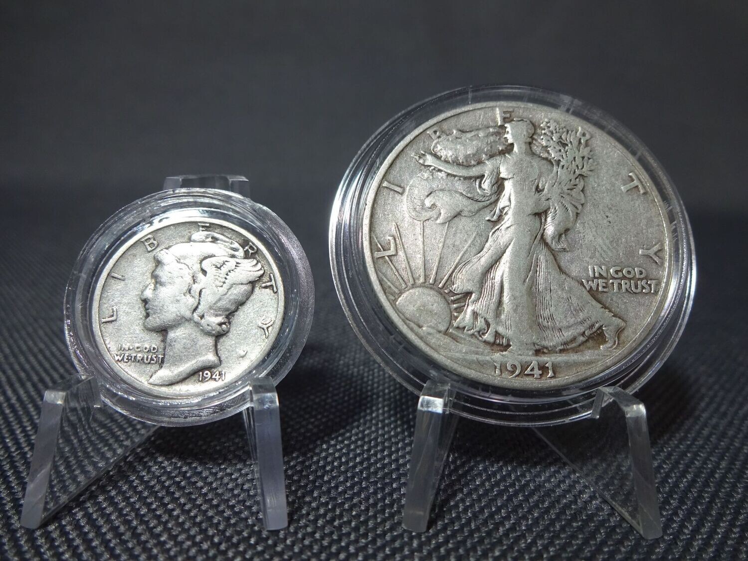 Silbermünzen Set USA 1941 10 50 Cent Half 1/2 Dollar Mercury Dime Walking Liberty Eagle