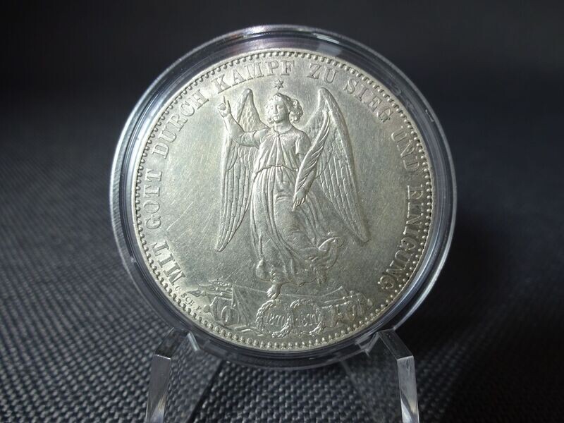 Silbermünze 1871 1 Taler Altdeutschland König Karl Württemberg Siegestaler