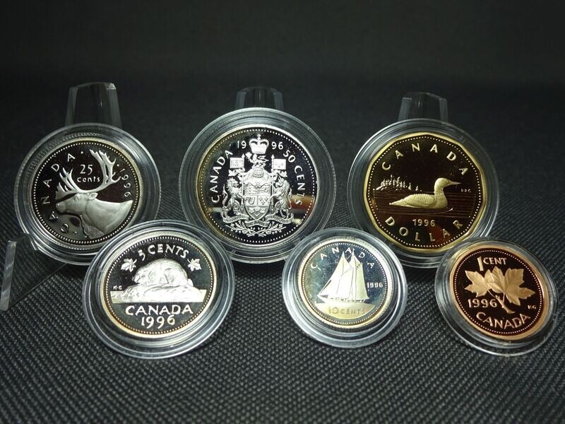 Kursmünzensatz KMS Set Kanada 1996 1 Cent - 1 Dollar PP Proof 4x Silbermünzen