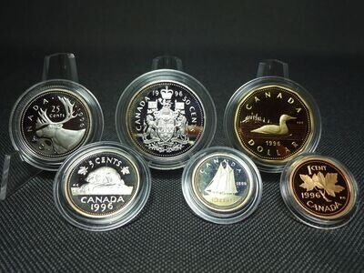 Kursmünzensatz KMS Set Kanada 1996 1 Cent - 1 Dollar PP Proof 4x Silbermünzen