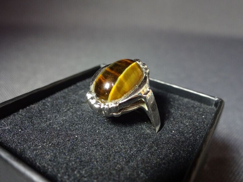 Silberring Tigerauge Imitat Stein Ring 925 Silber