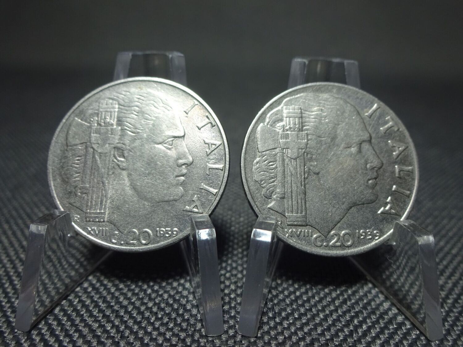 Münzen-Set Italien 1939 20 Centesimi XVII. & XVIII. 2x Faschistenprägung Münzen-Set Italien 1939 20 Centesimi XVII. & XVIII. 2x Faschistenprägung