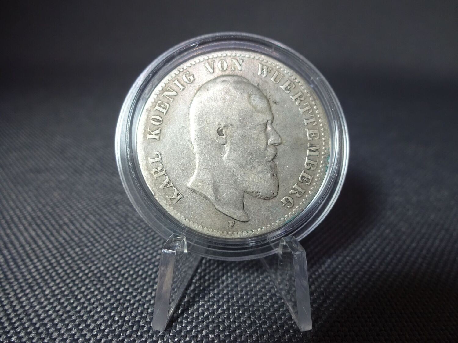 Silbermünze Deutsches Kaiserreich 1876 F 2 Mark Karl König Württemberg