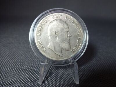 Silbermünze Deutsches Kaiserreich 1876 F 2 Mark Karl König Württemberg