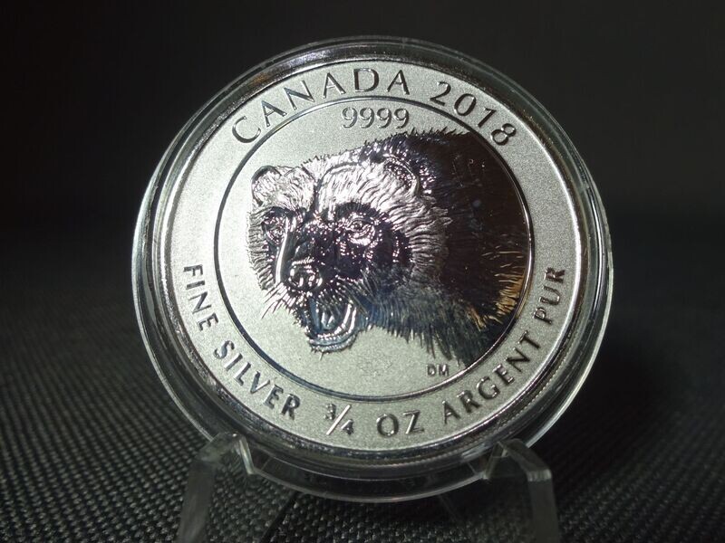 Silbermünze Kanada 2018 2 Dollars Vielfraß Wolverine Marder 3/4 Oz Unze Silbermünze Kanada 2018 2 Dollars Vielfraß Wolverine Marder 3/4 Oz Unze