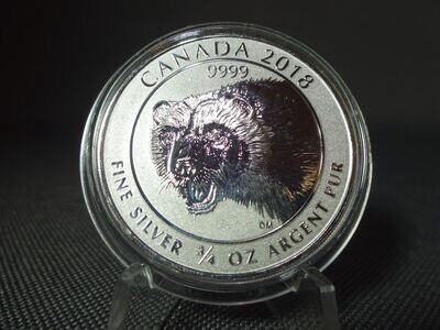 Silbermünze Kanada 2018 2 Dollars Vielfraß Wolverine Marder 3/4 Oz Unze Silbermünze Kanada 2018 2 Dollars Vielfraß Wolverine Marder 3/4 Oz Unze