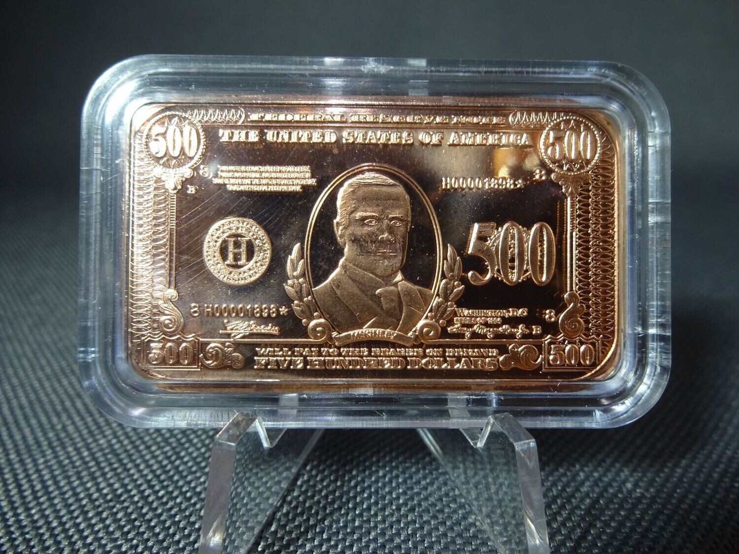 Kupferbarren USA 500 Dollar Banknote William McKinley 1 Oz Unze