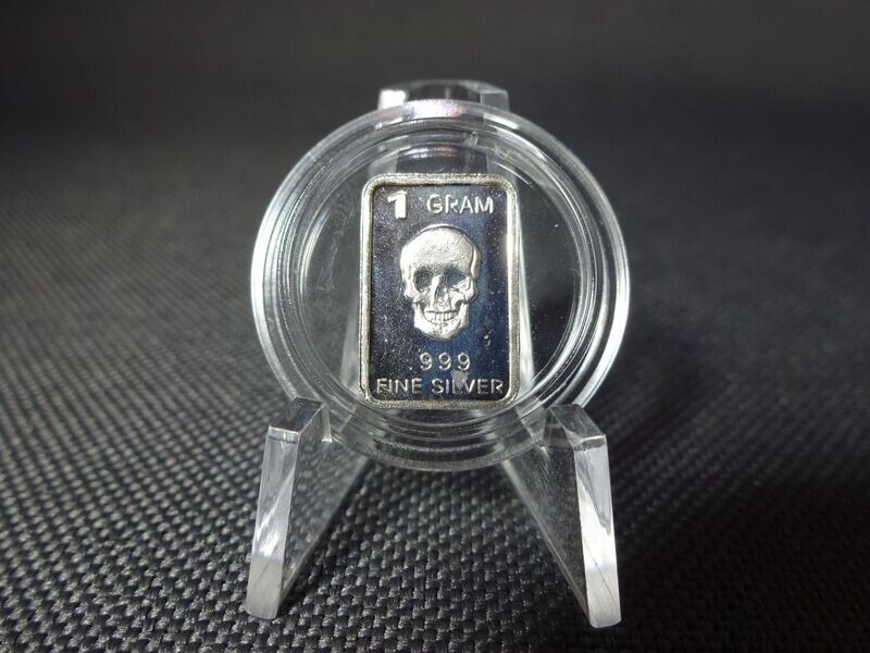 Silberbarren Totenschädel Totenkopf Skull 1 g Silberbarren Totenschädel Totenkopf Skull 1 g