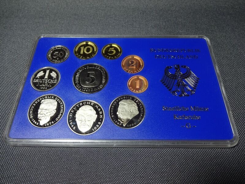 Kursmünzensatz KMS Set Deutschland 1990 G 1 Pfennig - 5 Mark Blister PP Proof Kursmünzensatz KMS Set Deutschland 1990 G 1 Pfennig - 5 Mark Blister PP Proof
