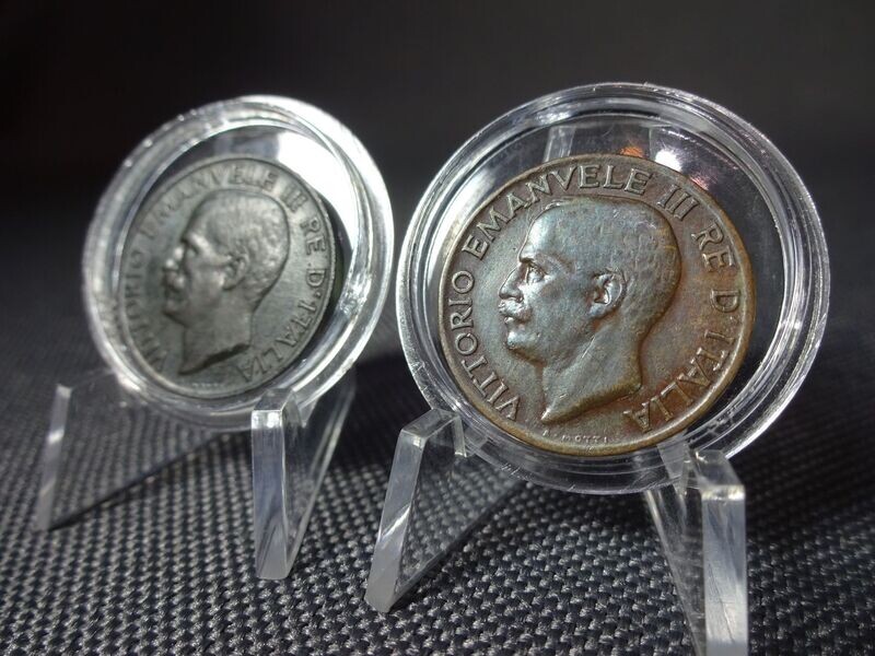 Münzen-Set Italien 1919 1936 5 Centesimi Vittorio III. Patina